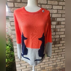 NWT Crown and Ivy orange and gray sweater dog/fox/wolf M